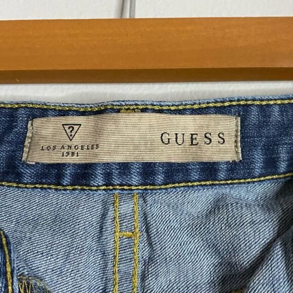 Guess Women’s Button Fly Distressed Bermuda Denim Shorts - Picture 3 of 6